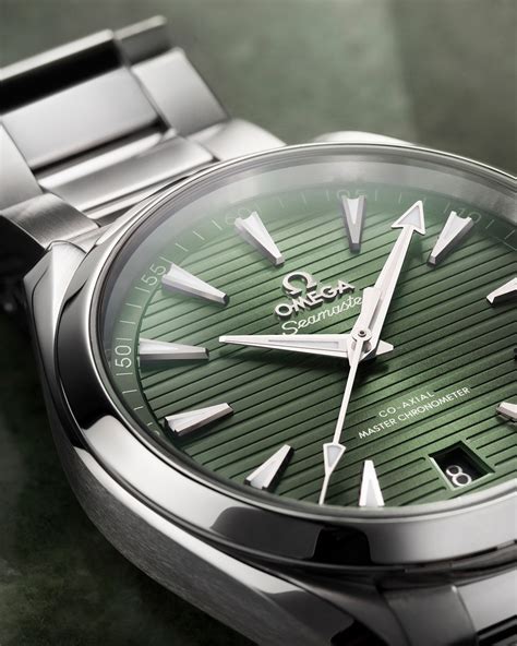 omega green face watch|omega aqua terra 41mm price.